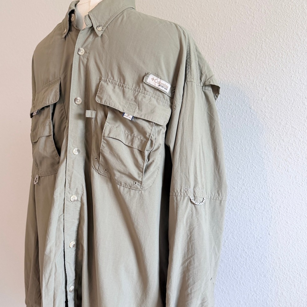 Columbia PFG Bahama II Long Sleeve Fishing Shirt Sage Green Omni-Shade Mens M - Picture 3 of 8